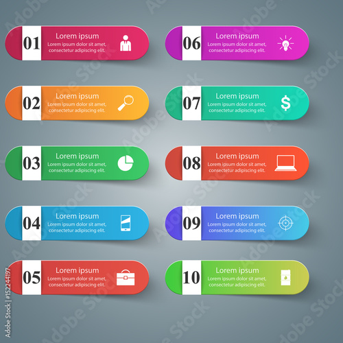 Infographic design. List of 10 items.