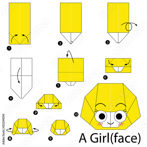 step by step instructions how to make origami A Girl (face)