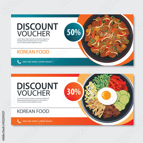 Discount voucher asian food template design. Korean set