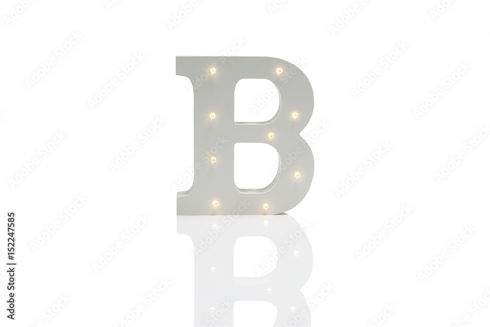 Decorative Letter B with Embedded LED Lights Over White Background Decorative Letter B with Embedded LED Lights Over White Background