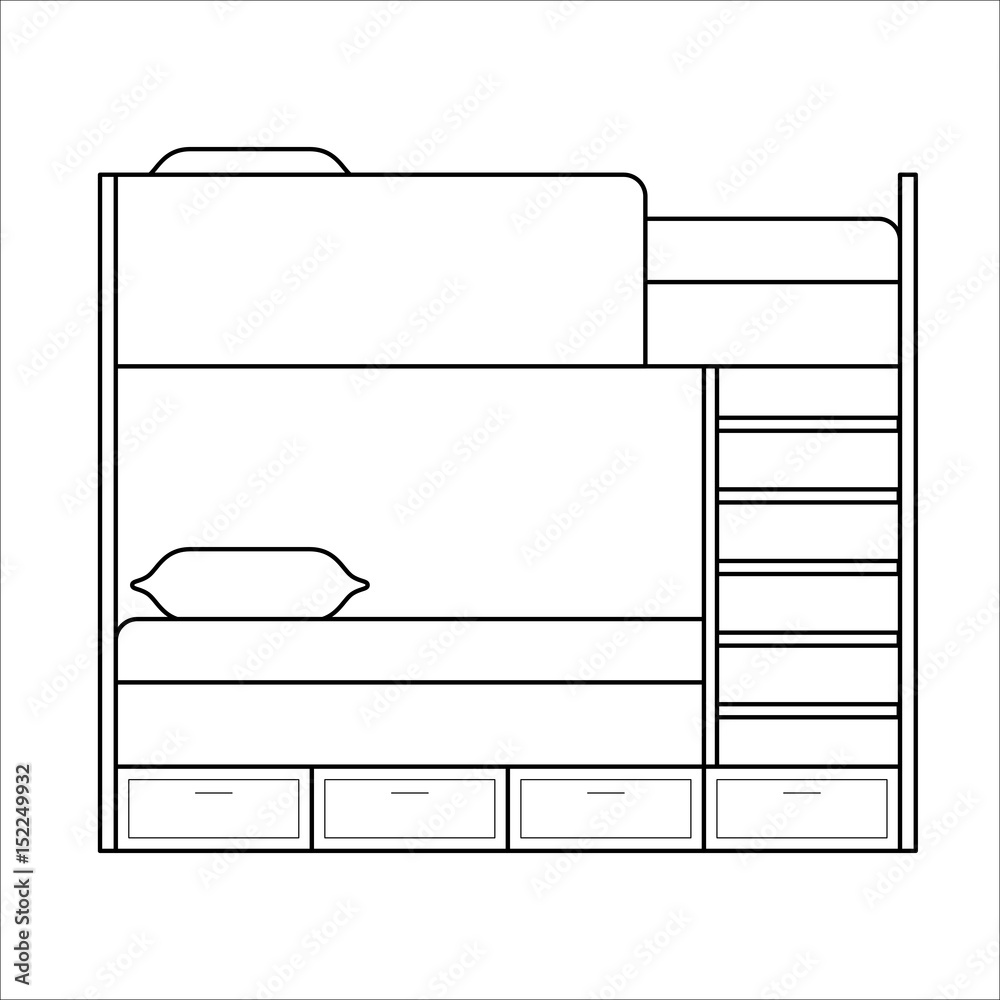 How to draw a Bunk Bed easy and step by step  YouTube