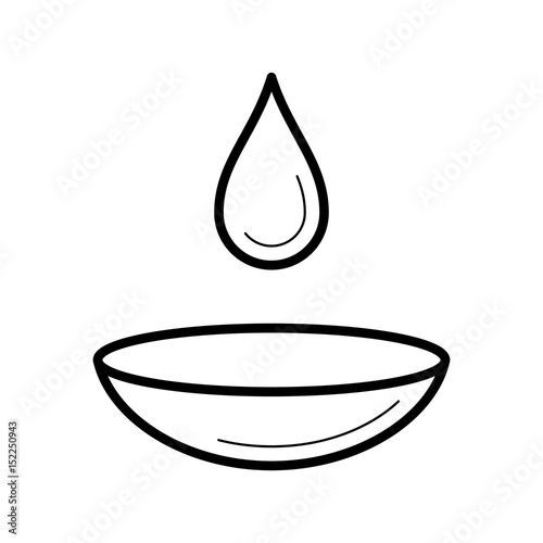 Contact lens with a moist drop icon, refresh and comfort, line art pictogram, image for ophthalmology patient education materials, optical salon picture, health concept. Flat style vector illustration