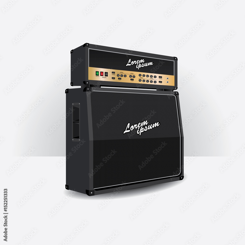 Naklejka premium Guitar amplifier set vector illustration