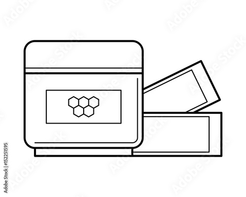 Wax box and hair removal waxing strips for depilation. Beauty and body care concept, line art object isolated on white background. Vector illustration