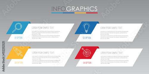 Modern Info-graphic Template for Business with four steps multi-Color design, labels design, Vector info-graphic element, Flat style vector illustration.