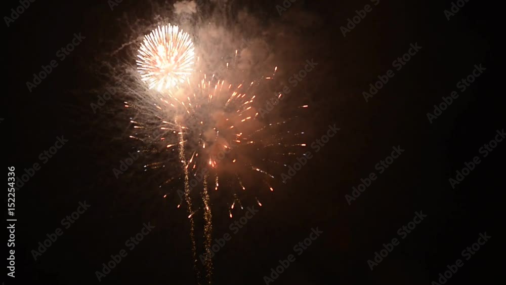 A new year's fireworks over the city of Guangzhou, China