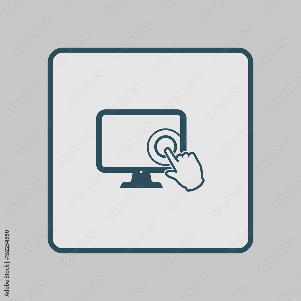 Touch screen monitor icon. Hand pointer sign. Touch screen monitor icon. Hand pointer sign.