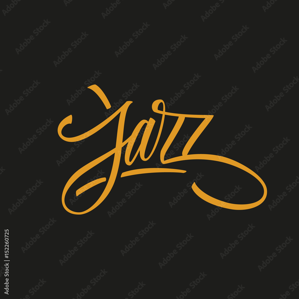 Handwritten word Jazz. Hand drawn lettering. Calligraphic element for your design. Vector illustration. Handwritten word Jazz. Hand drawn lettering. Calligraphic element for your design. Vector illustration.