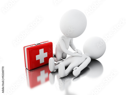 3d White people providing first aid support
