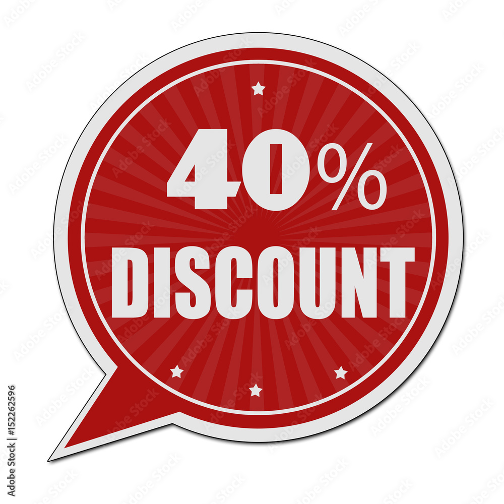 40% discount red speech bubble label or sign 40% discount red speech bubble label or sign