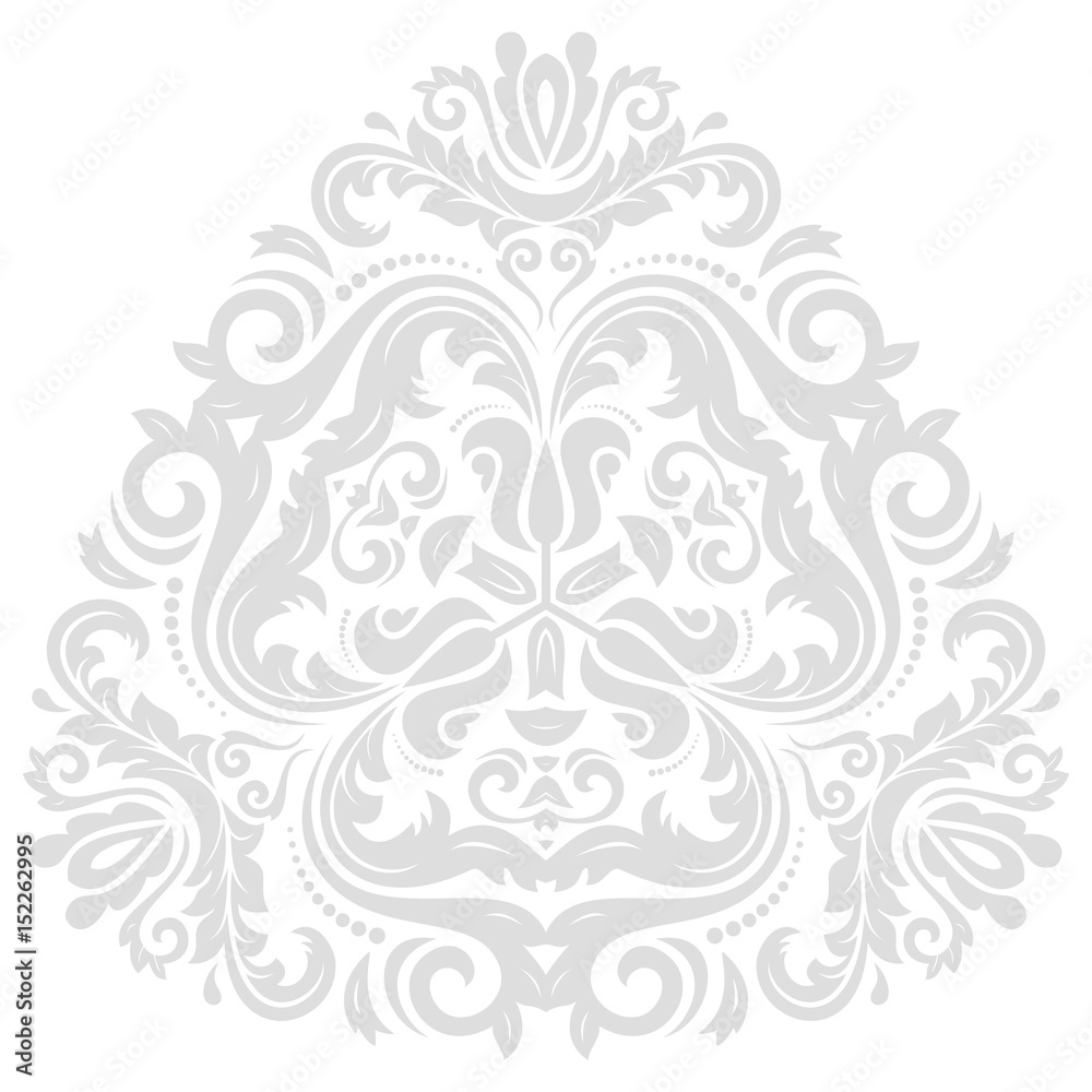 Oriental vector pattern with arabesques and floral elements. Traditional classic triangular light ornament. Vintage pattern with arabesques