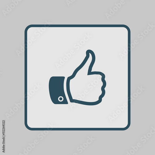 Like icon. Hand finger up sign. Thumb up symbol. Flat design style. 