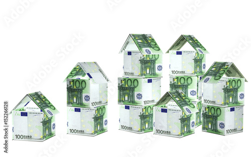 Fototapeta Naklejka Na Ścianę i Meble -  Houses from euro banknotes