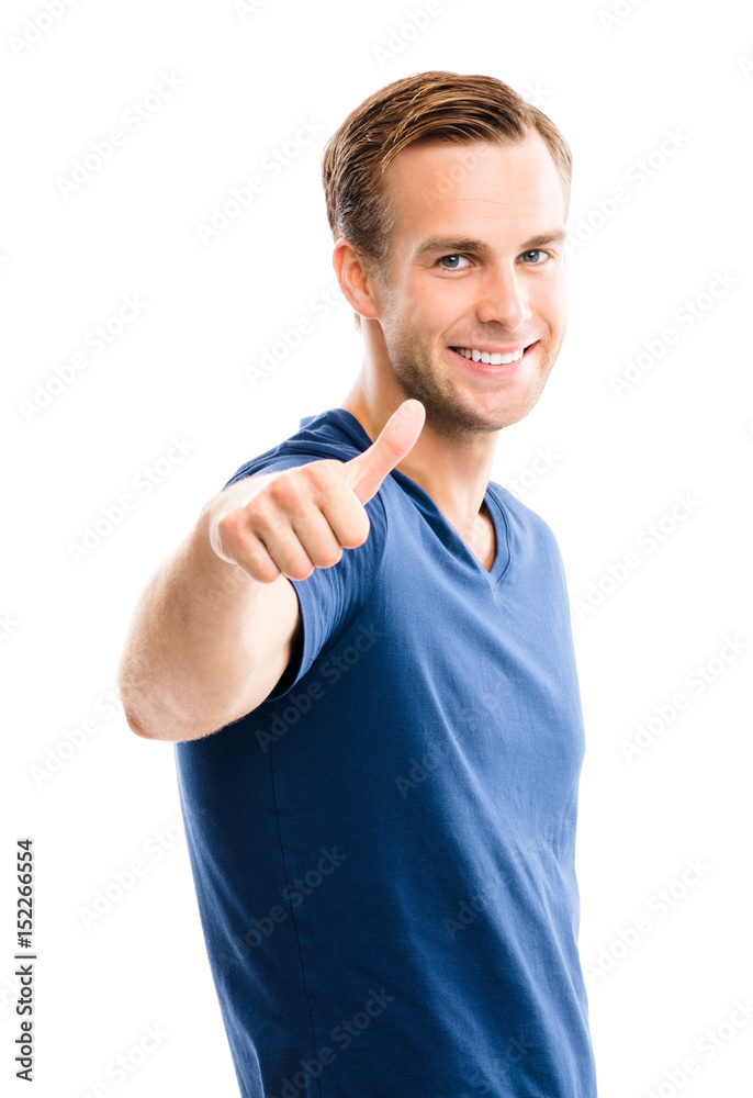 Cheerful man showing thumbs up Cheerful man showing thumbs up