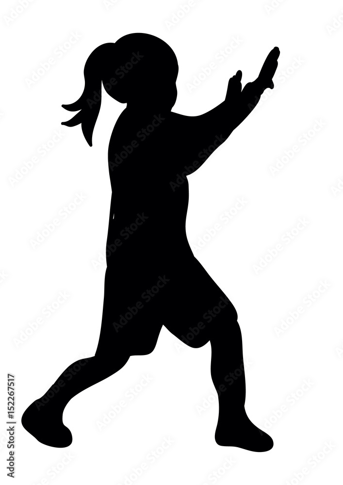 , isolated, silhouette little girl dancing , isolated, silhouette little girl dancing