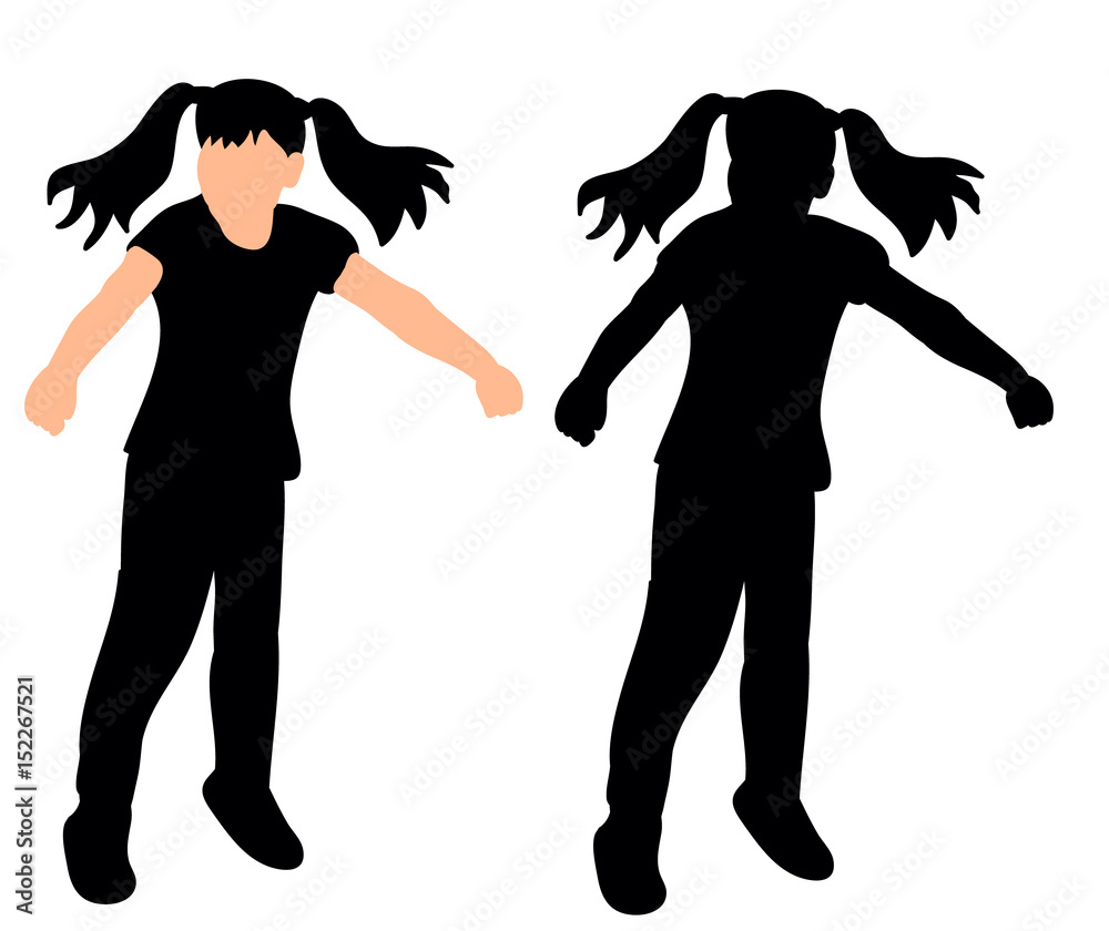 isolated, silhouette girl jumping