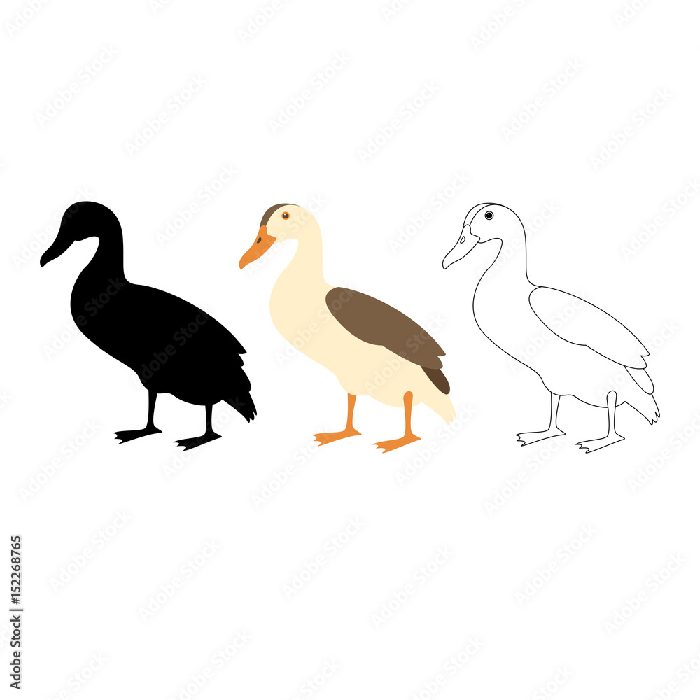 duck vector illustration style Flat black silhouette duck vector illustration style Flat black silhouette