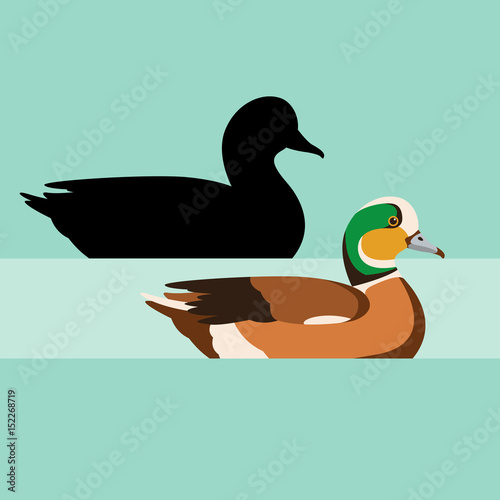 duck vector illustration style Flat black silhouette