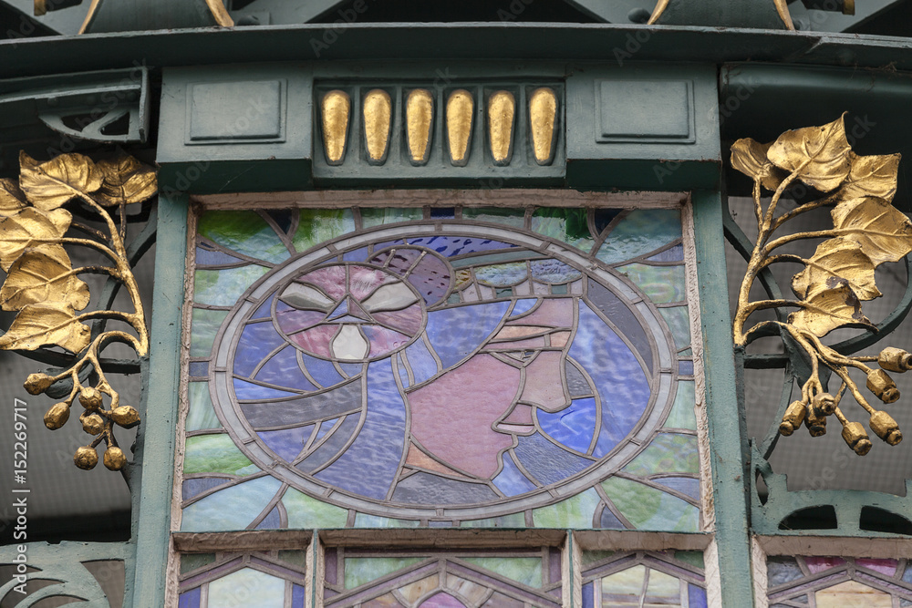 Fototapeta premium Municipal House, stained glass, Prague, Czech Republic.