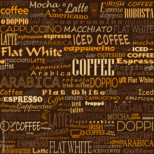 Naklejka Kawa słów bezszwowe tło