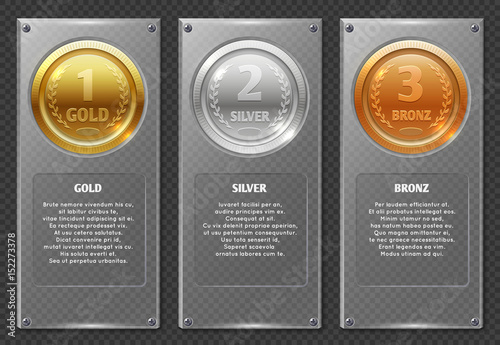 Sports or business vector infographics with winners award medals
