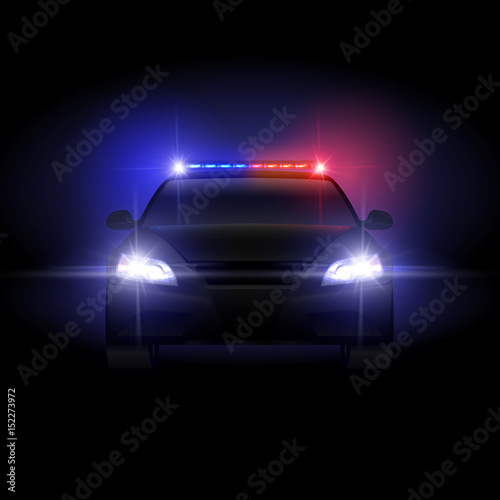 Sheriff police car at night with flashing light vector illustration