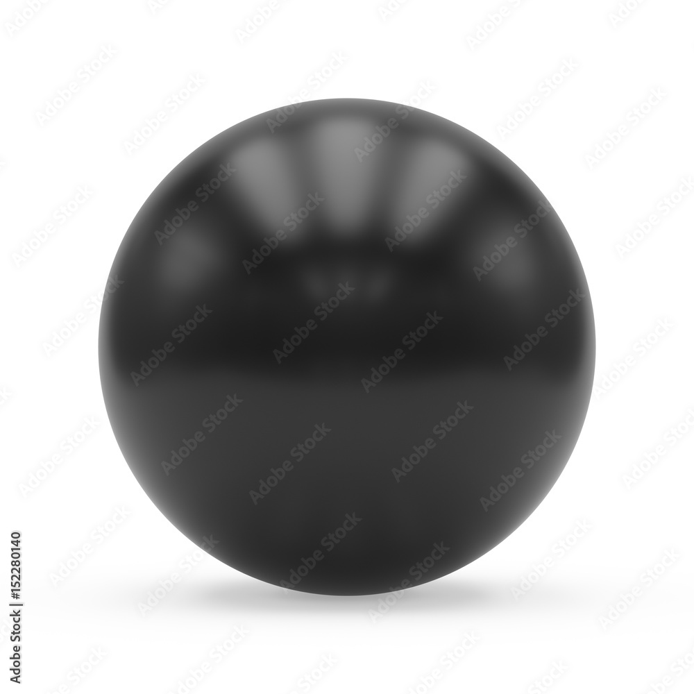 3d rendering black sphere on white background