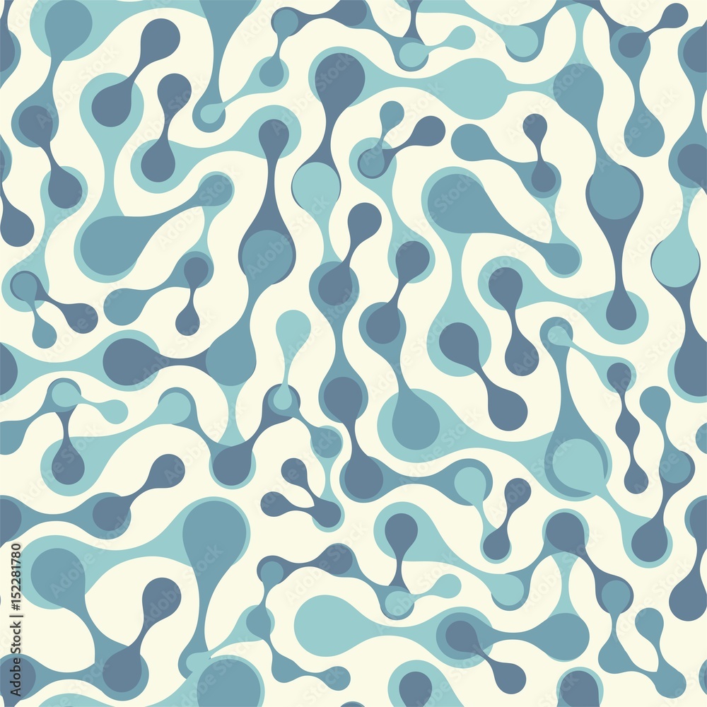 Seamless pattern with molecular structure. Abstract molecules in flat style.