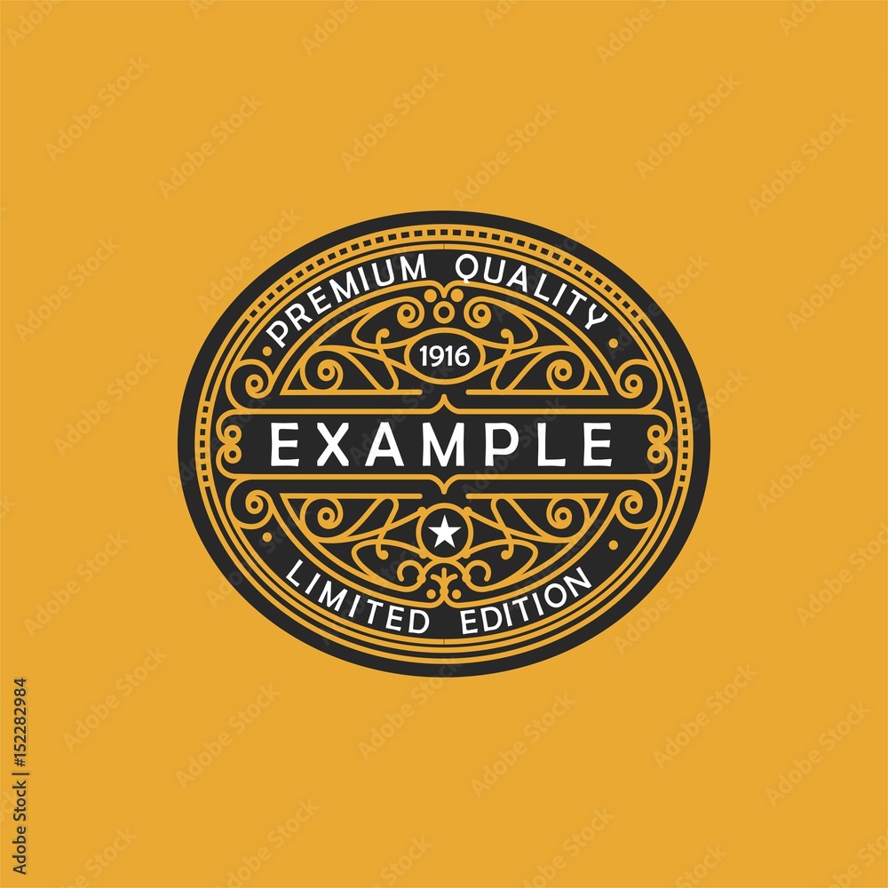 Fototapeta premium Modern emblem, badge, monogram template. Luxury elegant frame ornament line logo design vector illustration. Good for Royal sign, Restaurant, Boutique, Cafe, Hotel, Heraldic, Jewelry, Fashio