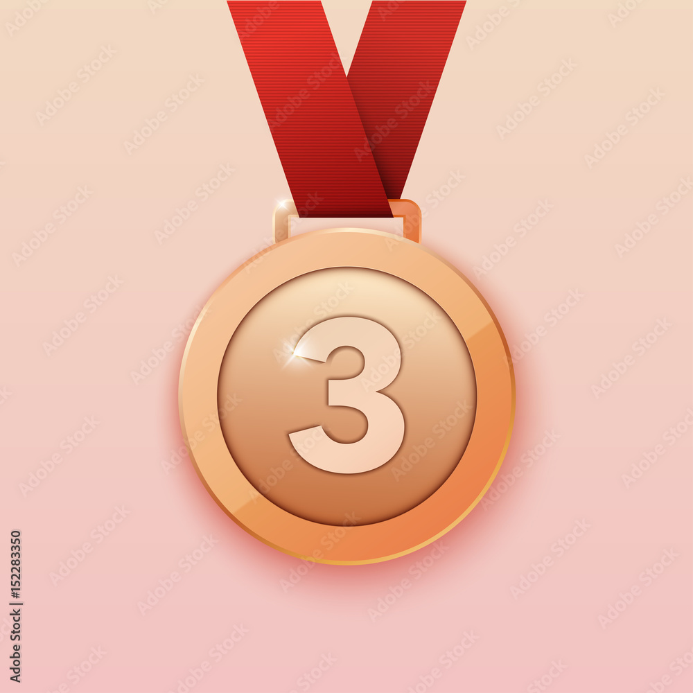 Bronze medal for third prize. Vector illustration. Bronze medal for third prize. Vector illustration.