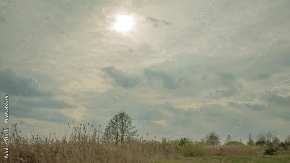 Clouds move very fast, light rays make their way through the clouds, grass and trees wind blows High quality 10bit time lapse. Very easy color correction Clouds move very fast, light rays make their way through the clouds, grass and trees wind blows High quality 10bit time lapse. Very easy color correction