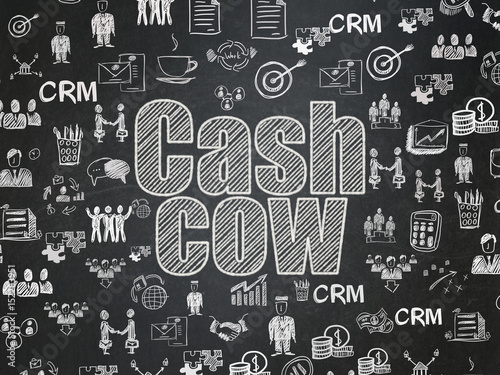 Business concept: Cash Cow on School board background