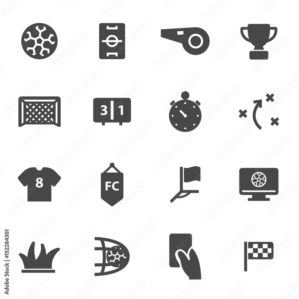 Vector black soccer icons set Vector black soccer icons set