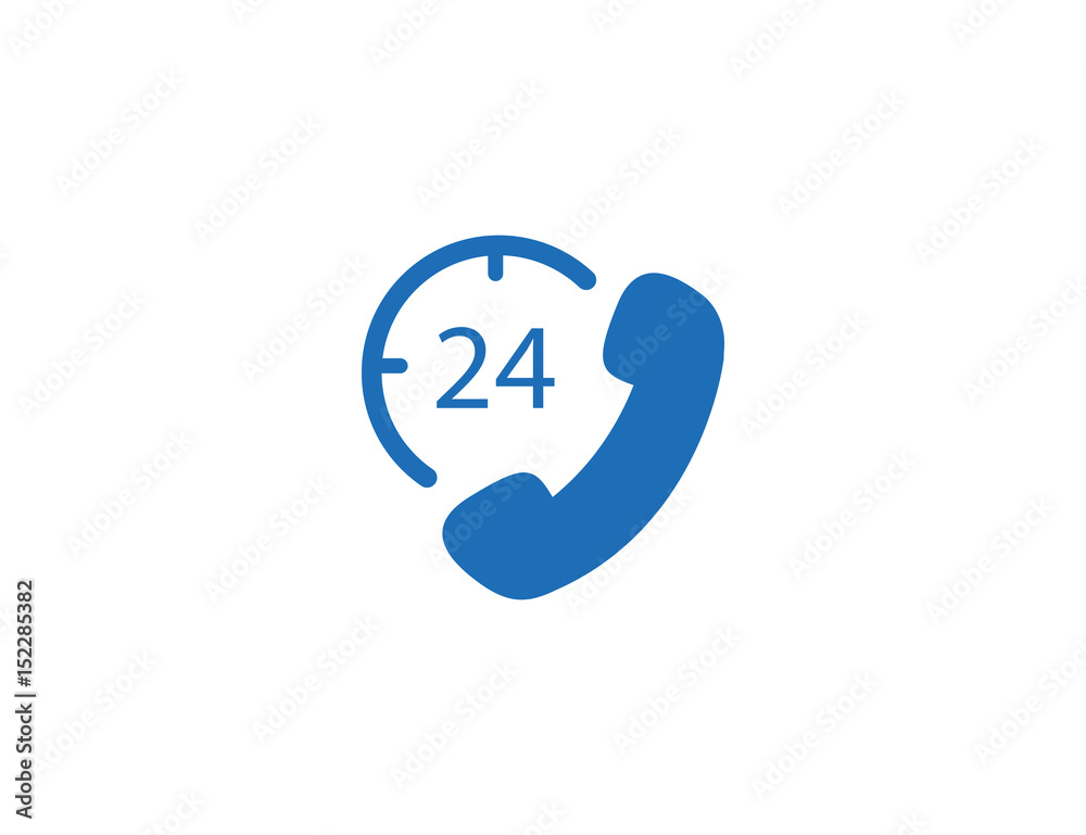 Flat vector phone time available support customer Flat vector phone time available support customer