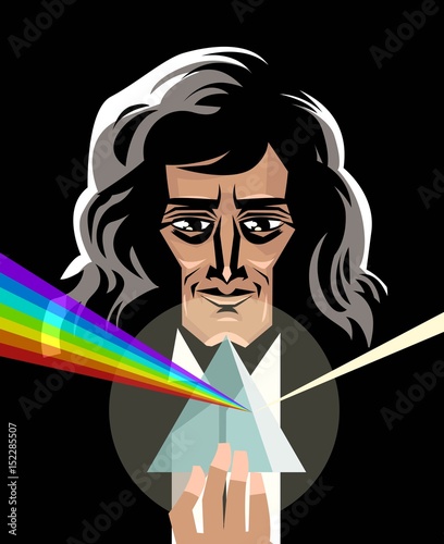 Obraz na płótnie great scientist with a glass prism viewing light spectrum