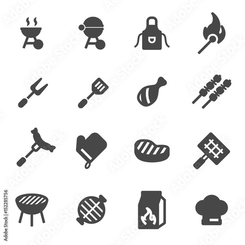 Vector black barbecue icons set