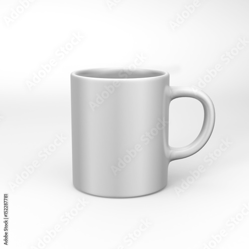 Realistic blank ceramic white coffee cup and mug isolated on white background. design template. 3d render illustration