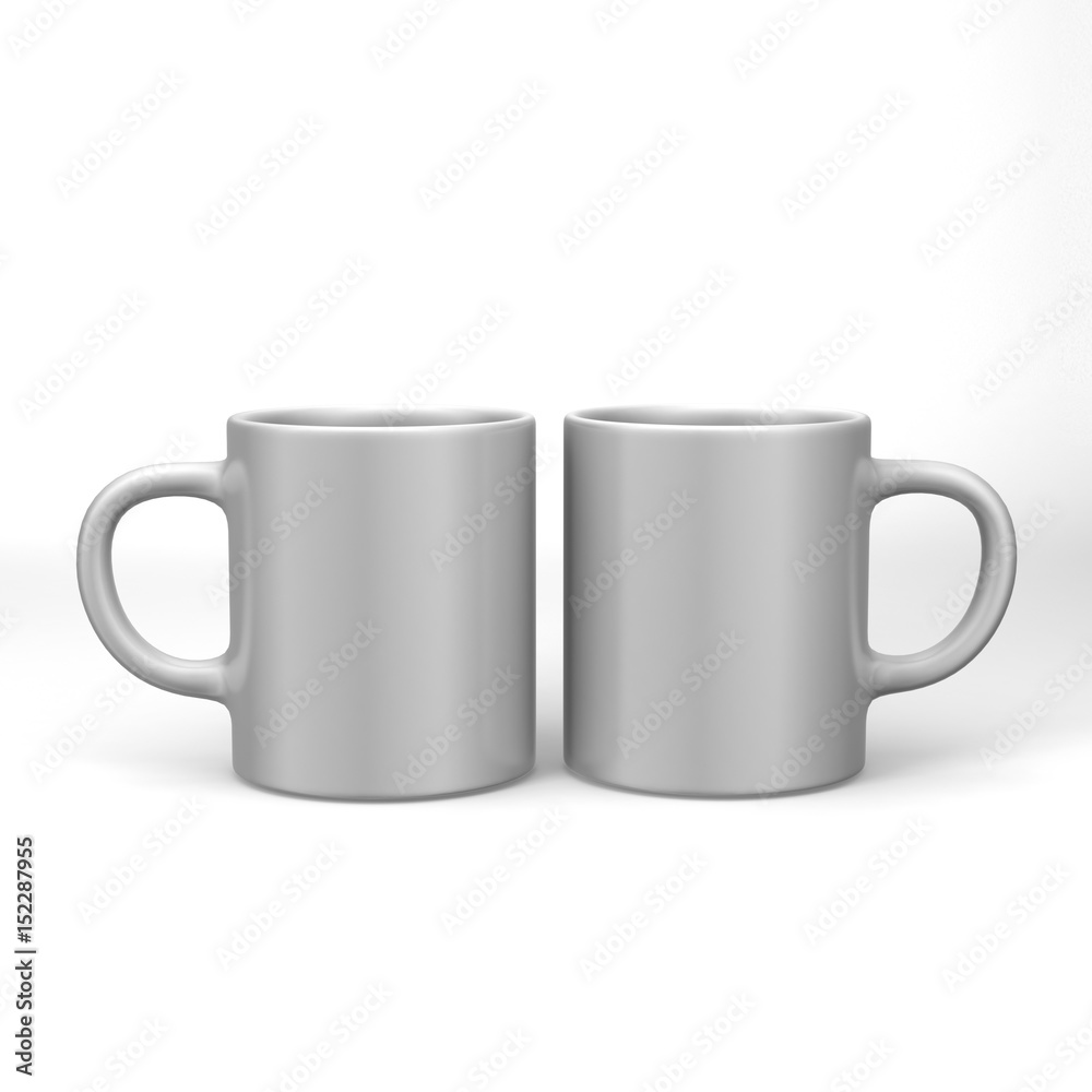 Realistic blank ceramic white coffee cup and mug isolated on white background. design template. 3d render illustration Realistic blank ceramic white coffee cup and mug isolated on white background. design template. 3d render illustration