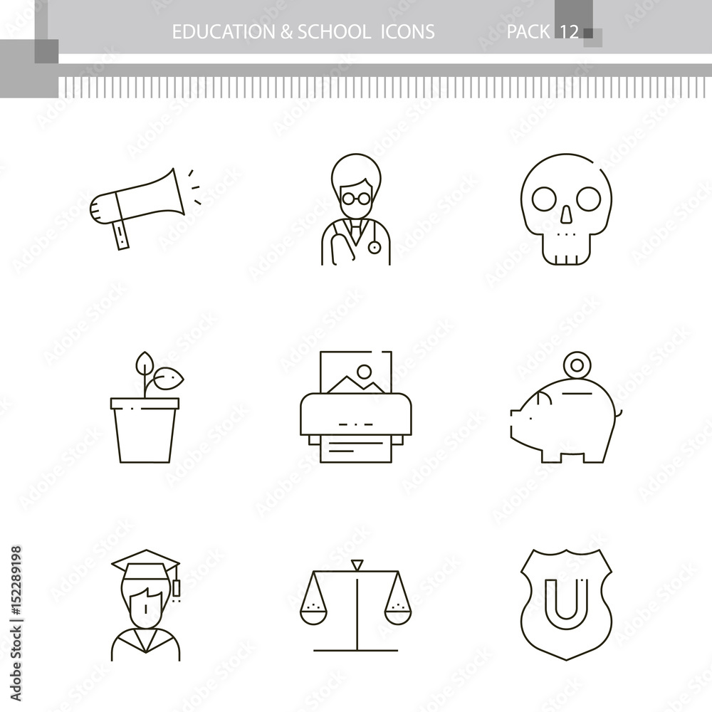Education and School line icon set Education and School line icon set