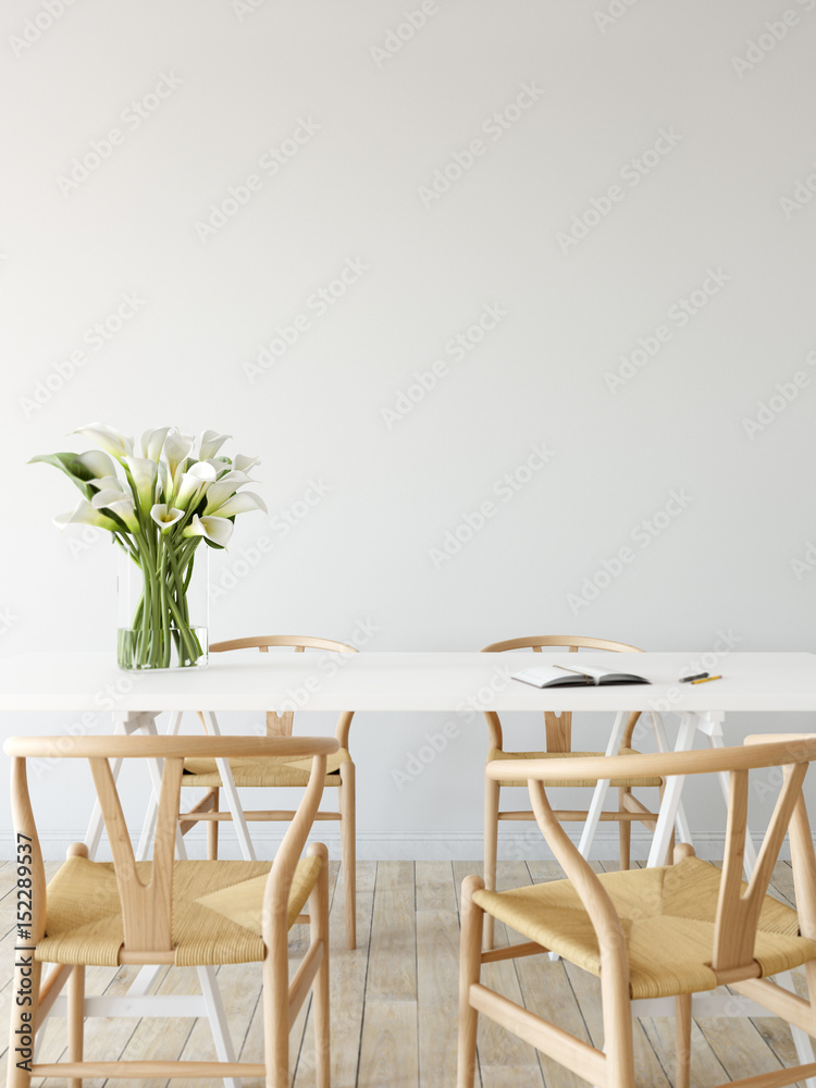Obraz premium mock up wall interior. Scandinavian style. Wall art. 3d rendering, 3d illustration
