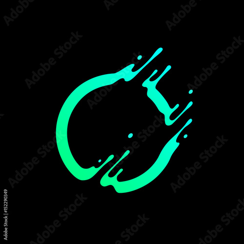 Vector illustration. Abstract green circle. Dynamic splash liquid shape. Background for poster, cover, banner, placard. Logo design