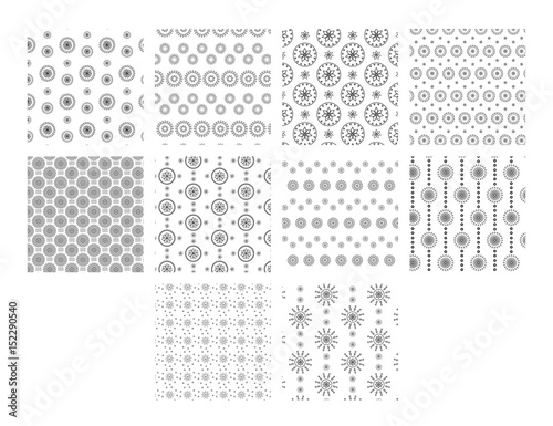 Vector icon set of various floral patterns