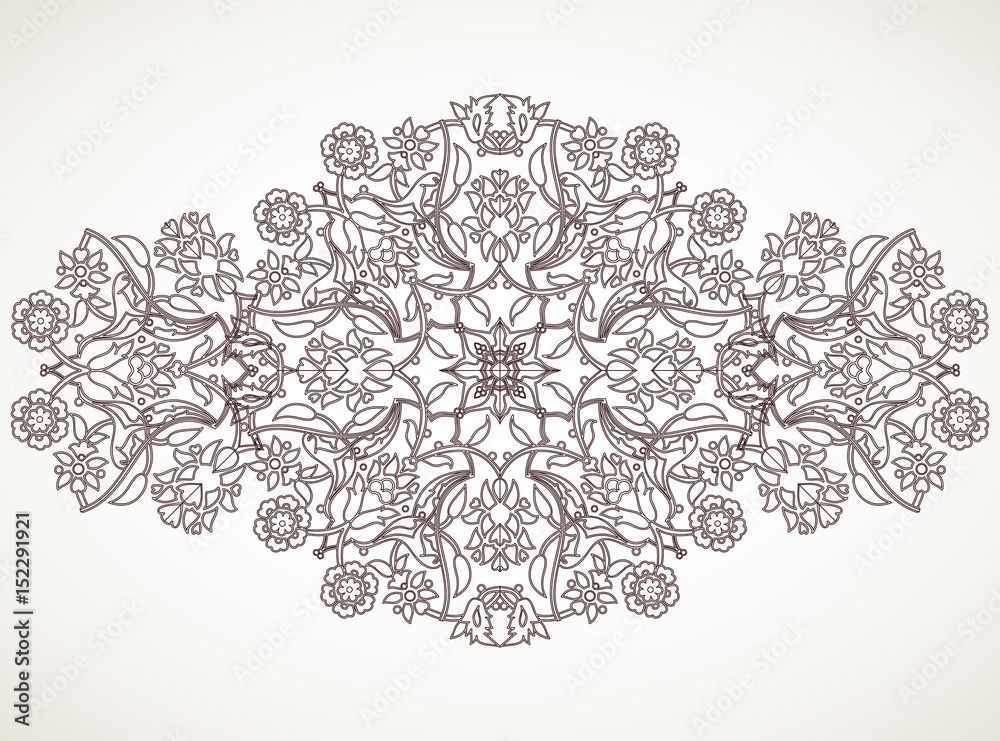 Arabesque vintage outline floral decoration print for design template vector