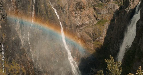  Rainbow At The Voringsfossen Waterfall, Norway - Cinematic Style photo