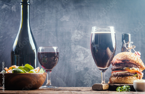 Fototapeta Naklejka Na Ścianę i Meble -  Glass of Beer and red wine