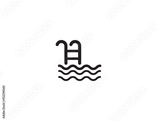 Flat vector pool swim sign