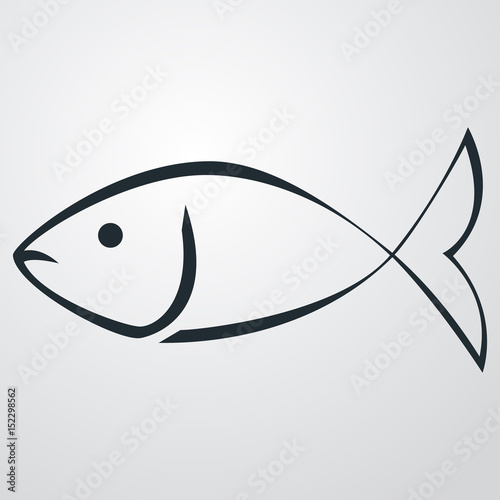 Icono plano pescado lineal en fondo degradado