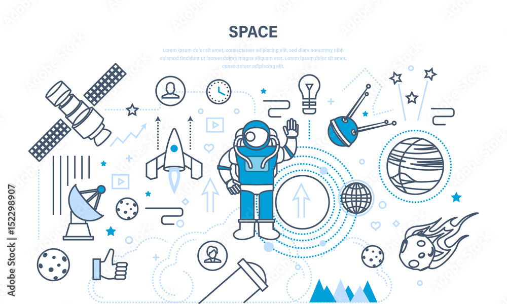Set on space theme, including transport, planets, related objects, satellites. Set on space theme, including transport, planets, related objects, satellites.