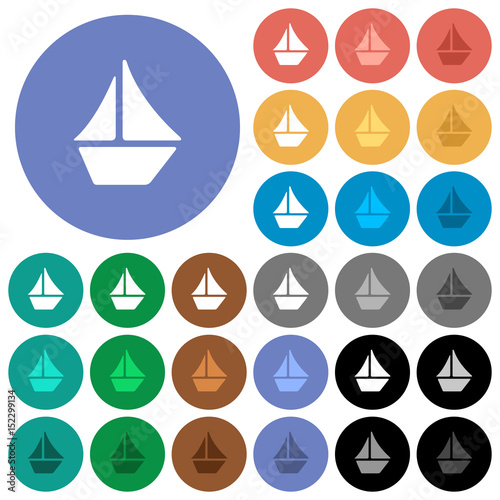 Sailboat round flat multi colored icons