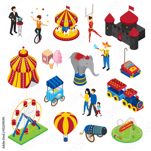 Amusement Park Isometric Set